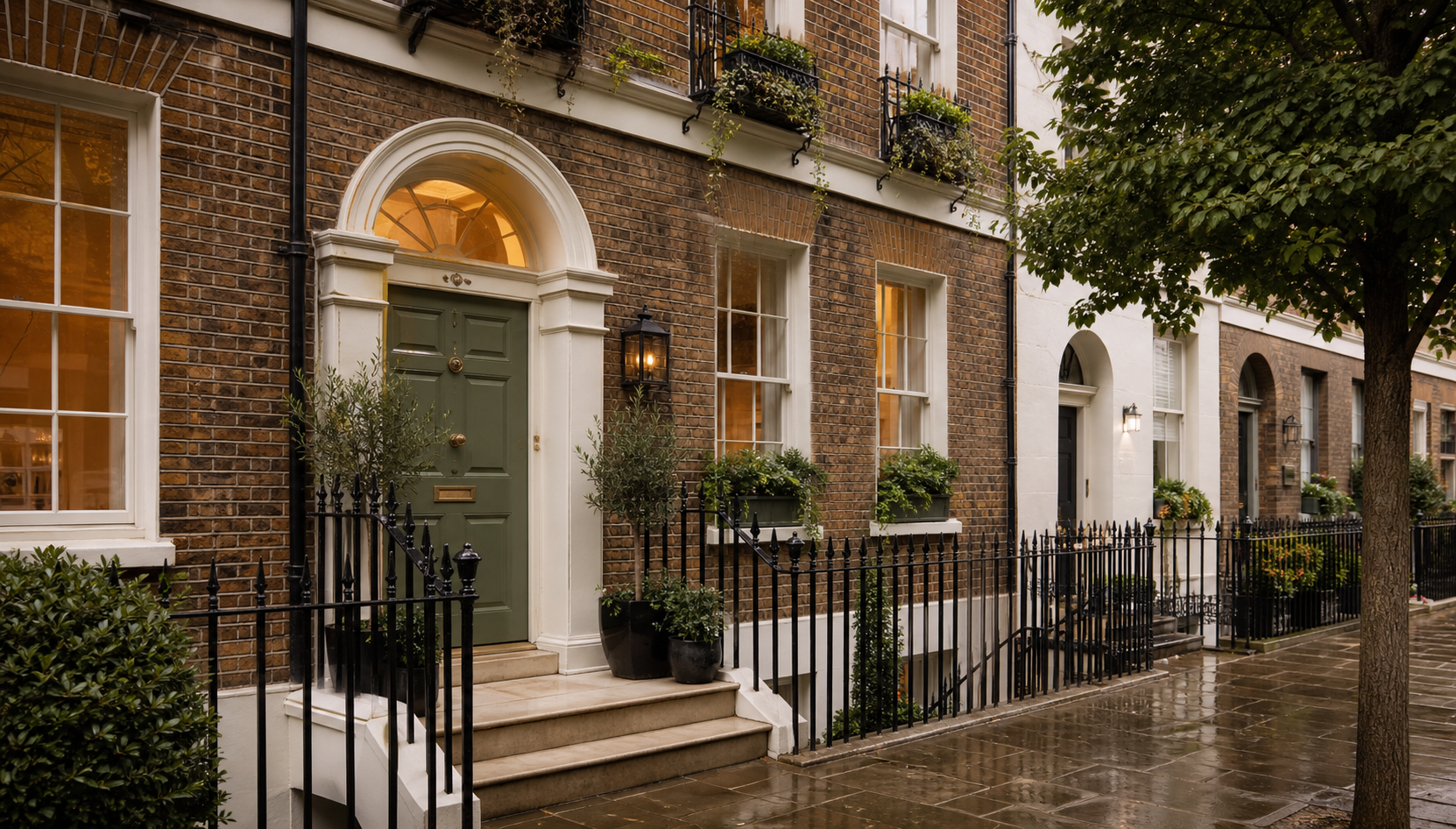 Well-kept UK townhouse exterior